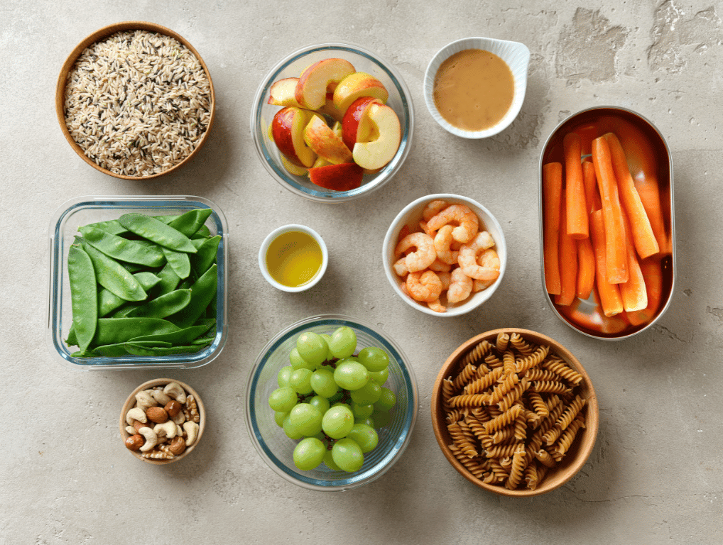 Different types of food in containers